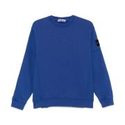 Blauwe Sweater met Kompasapplicatie Stone Island , Blue , Heren