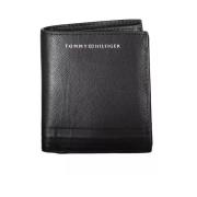 Zwarte Leren Portemonnee met Elegante Details Tommy Hilfiger , Black ,...