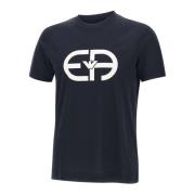 Heren Katoenen T-shirt met Maxi Logo Emporio Armani , Blue , Heren