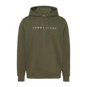 Groene Hoodie met Logo Tommy Jeans , Green , Heren