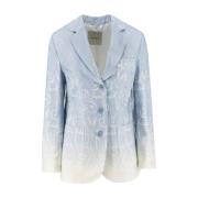 Klassieke Logo Stofjas met Knopen Ermanno Scervino , Blue , Dames