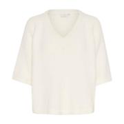 V-hals Trui Zachte Kwaliteit Kaffe , White , Dames