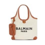 Canvas en leder B-leger Boodschappentas Balmain , Beige , Dames