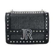 Zwarte schoudertas met zilveren details Richmond , Black , Dames