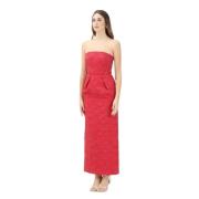 Rode Bloemen Lange Jurk Max Mara , Red , Dames