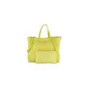 Stro Handtas met Leren Handvatten Rebelle , Yellow , Dames