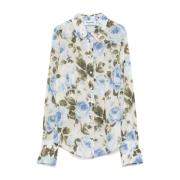 Blauwe Knoopshirt Lange Mouwen Blugirl , Multicolor , Dames