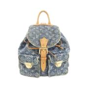 Pre-owned Denim backpacks Louis Vuitton Vintage , Blue , Dames