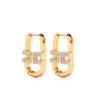 Goudkleurige Logo Oorbellen Set Elisabetta Franchi , Yellow , Dames