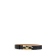 Zwarte leren riem met gouden details Elisabetta Franchi , Black , Dame...