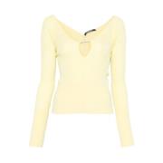 Citroengele Sweater met Boothals Jacquemus , Yellow , Dames