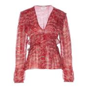 Rode Axeline Top met Zigzag Print Isabel Marant Étoile , Red , Dames