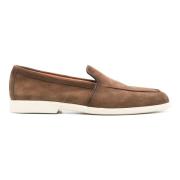 Klassieke Leren Loafers Santoni , Brown , Heren