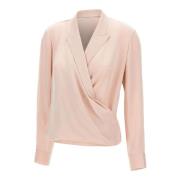 Zijden Blouse Roze Wrap Stijl Theory , Pink , Dames