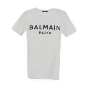 Wit Katoenen Logo T-Shirt Balmain , White , Dames