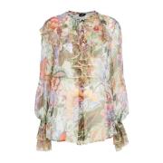 Zijden Bedrukte Witte Shirt Etro , Multicolor , Dames