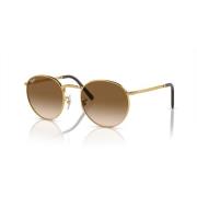 Gouden Ronde Zonnebril Lichtbruin Getint Ray-Ban , Yellow , Unisex