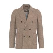 Bruine Dubbel-Breasted Fleece Blazer Aw24 Circolo 1901 , Brown , Heren