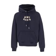 Blauwe hoodie met trekkoord capuchon Ami Paris , Blue , Heren