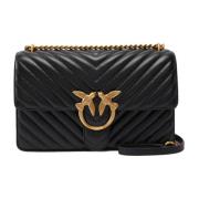 Klassieke Sheep Nappa Chevron Tas Pinko , Black , Dames