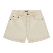 Organische katoenen hoge taille denim shorts Guess , Beige , Dames