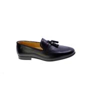 Zwarte leren loafers met kwastjes Exton , Black , Heren