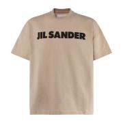 Zachte snit Logo Print T-shirts Sand Jil Sander , Beige , Heren