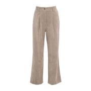 Chique Beige Corduroy Broek Aw24 8PM , Beige , Dames