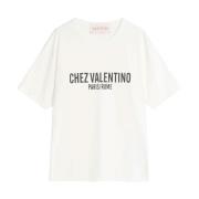 Casual Katoenen T-Shirt in Zwart Valentino Garavani , White , Dames