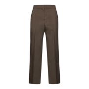 Donkergroene wollen broek Fendi , Brown , Dames