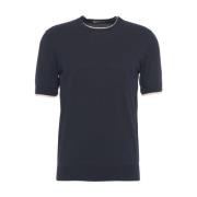 Blauw Crew Neck T-Shirt Stijlvol Casual Paolo Pecora , Blue , Heren