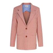 Geruite Baksteen Rode Blazer Alysi , Pink , Dames