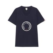 Navy Blauw/Wit V-Hals T-Shirt Ines De La Fressange Paris , Blue , Dame...