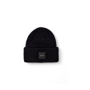 Geribbelde Alpaca Blend Beanie Hoed Calvin Klein , Black , Heren