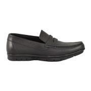 Gehamerde leren loafers met rubberen zool Testoni , Black , Heren