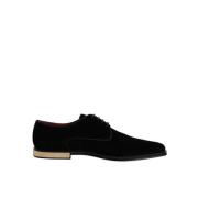 Zwarte Velvet Derbies Schoenen Dolce & Gabbana , Black , Heren