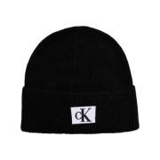 Patch Beanie Muts Acryl Mix Calvin Klein Jeans , Black , Heren