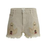 Geborduurde Denim Shorts voor de Zomer Isabel Marant Étoile , Beige , ...