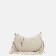 Charm London suède crossbody tas S franjes zand