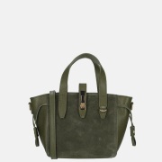 Charm London handtas suede/leer olijfgroen