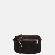 Charm London Elise crossbody tas suede donkerbruin