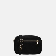 Charm London Elise crossbody tas suede zwart