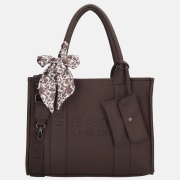 Charm London Debossed shopper M donkerbruin