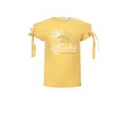 Koko Noko T-shirt met printopdruk geel Meisjes Stretchkatoen Ronde hal...