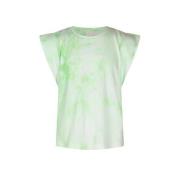 AI&KO tie-dye T-shirt Cora groen/wit Meisjes Katoen Ronde hals Tie-dye...