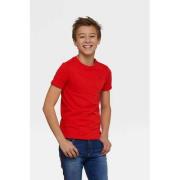 WE Fashion T-shirt rood Jongens Katoen Ronde hals Effen - 98/104