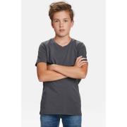 WE Fashion regular fit T-shirt Grijs Jongens Katoen V-hals Effen - 92