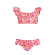 Orange Stars crop bikini Maaike met ruches roze Meisjes Gerecycled pol...