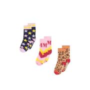 Me & My Monkey sokken met all-over print - set van 3 multi Meisjes Kat...