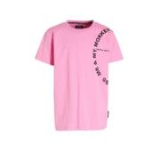 Me & My Monkey T-shirt Milan met printopdruk roze Jongens Katoen Ronde...